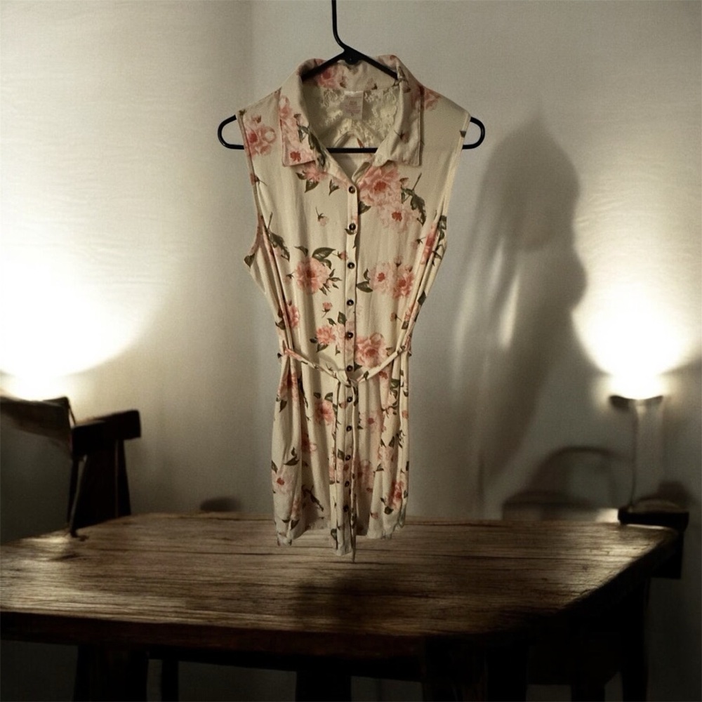 Floral Sleeveless Button-Up Dress